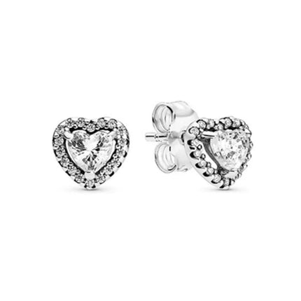 2025 Orecchini originali in pietra a forma di cuore bianco rosa, blu, rosso, verde, orecchino di perla con fiocco di neve, gioielli in argento s925 con fascino femminile platinumshop