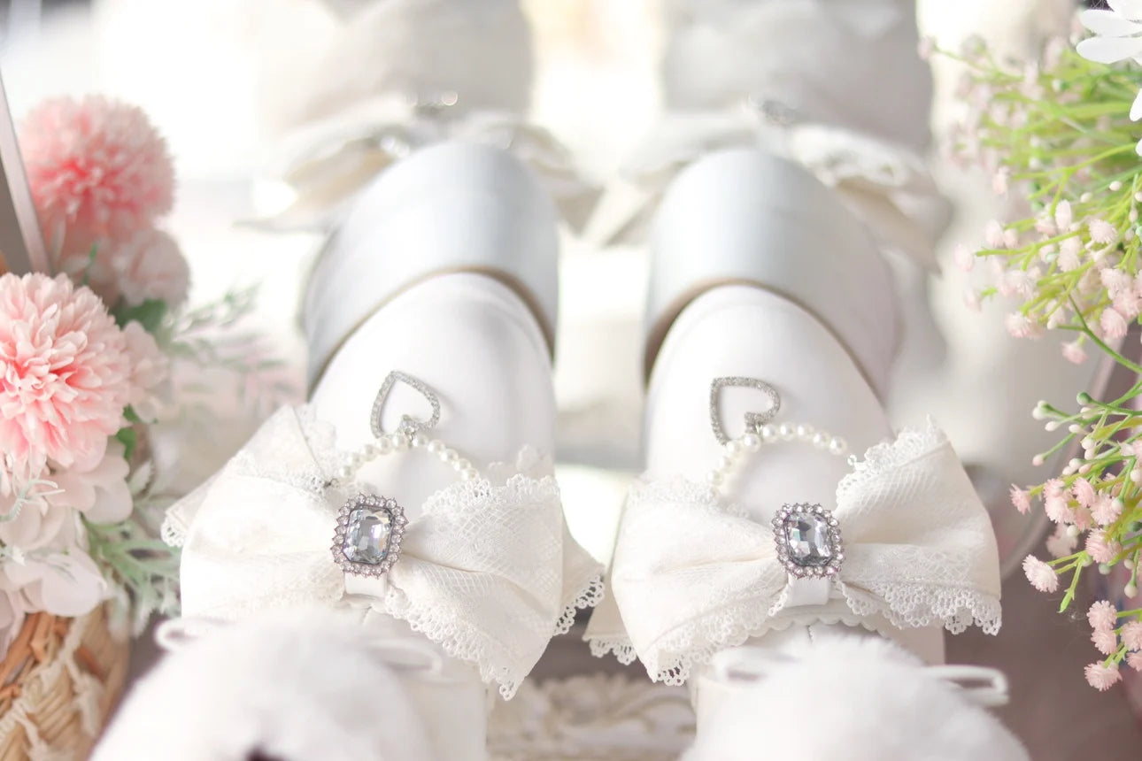 Original Japanese Sweet Cute Style Versatile Bow High Heel Boots Autumn Winter Mass-Produced Rhinestones Fur Short Boots