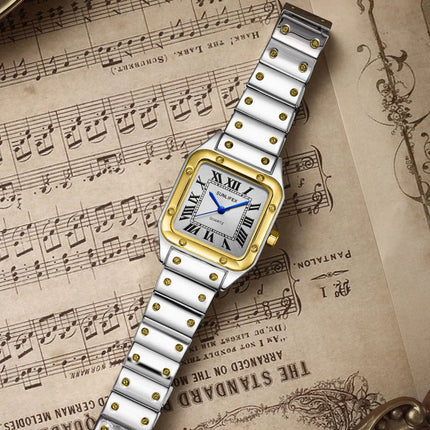 Orologi da donna quadrati Orologio da donna al quarzo Orologio da polso femminile Cinturino in bambù in acciaio inossidabile Orologio da donna casual Orologio Relogio Feminino platinumshop