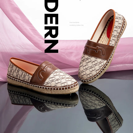 Retro Classic Style New Women's Flat Shoes Letter Print Design Women's Casual Fisherman Shoes Fashionable and Versatile