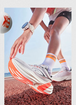 QIAODAN TG1.0 Women's 2026 Marathon Platform Racing Shock Running Shoes Long-distance Soft Rebound Sneakers QDB022253285 PlatiNum