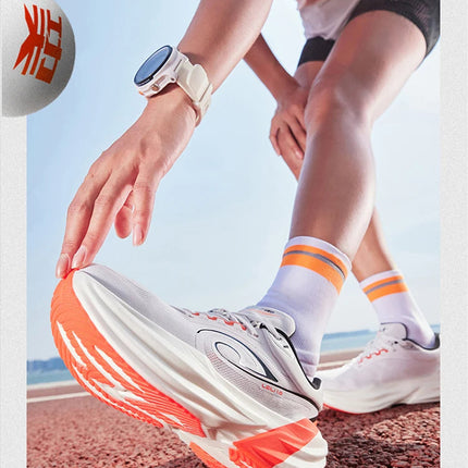 QIAODAN TG1.0 Women's 2026 Marathon Platform Racing Shock Running Shoes Long-distance Soft Rebound Sneakers QDB022253285 PlatiNum