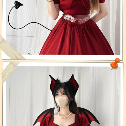 New Handmade Simulation Plush Furry Bat Ears Devil Sweetheart Halloween Bat Cosplay Pros Night Party Animals Hair Band Bat Wing