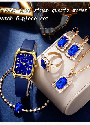 Orologi da donna quadrati di moda di lusso Orologio da polso al quarzo da donna di marca Classico semplice Femme Cinturino in pelle blu Relogio Feminino platinumshop