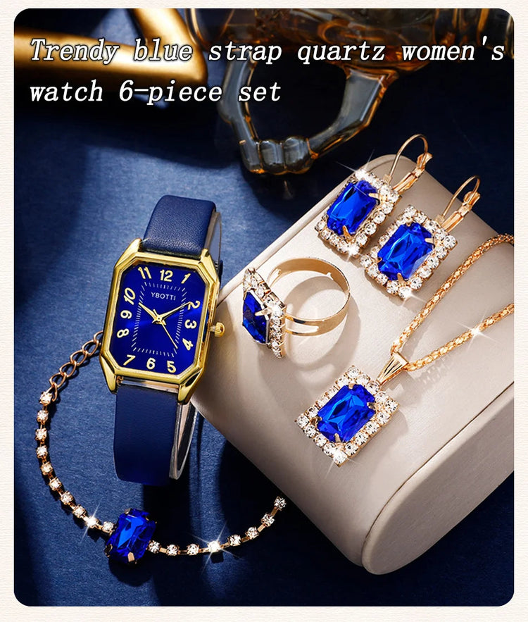 Orologi da donna quadrati di moda di lusso Orologio da polso al quarzo da donna di marca Classico semplice Femme Cinturino in pelle blu Relogio Feminino platinumshop