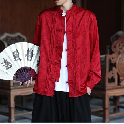 Camicie con stampa Abito tradizionale cinese Tang Camicie comode e traspiranti retrò Kung Fu Tai Chi Camicette casual Abbigliamento da uomo