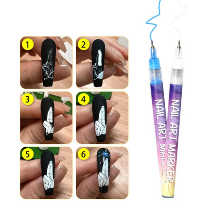 12Pcs/Set Nail Acrylic Graffiti Pen 12 Color Nail Marker DIYNail Art Graffiti Pen Nail Polish Pens Drawing Painting Point