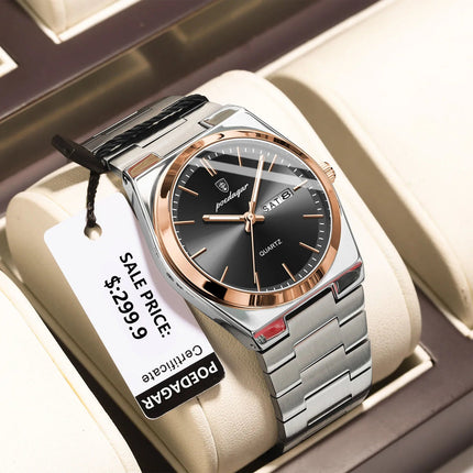 POEDAGAR Orologi da uomo di lusso Impermeabile luminoso Data Settimana Orologio da uomo in acciaio inossidabile Moda casual Orologio da polso da uomo al quarzo Reloj platinumshop