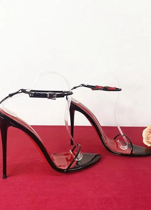Ultra Slim One Strap High Heels Lace Up Sexy Wristband Plus Size Stiletto Euro American Sandals Women PlatiNum