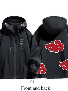Naruto Shippuden Akatsuki Organization Cartoon Jacket 2D Student Couple Hooded Coat Jacket Top Anime Peripheral Wholesale