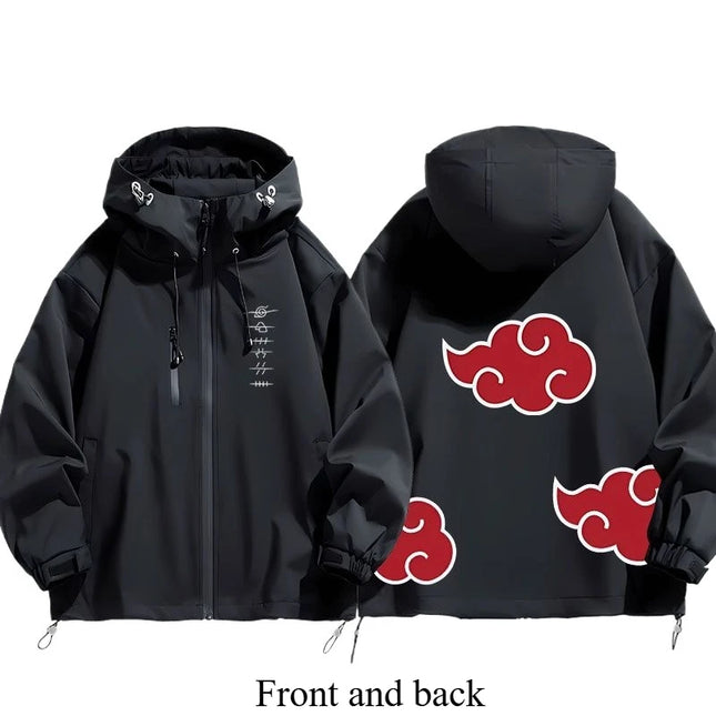 Naruto Shippuden Akatsuki Organization Cartoon Jacket 2D Student Couple Hooded Coat Jacket Top Anime Peripheral Wholesale