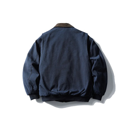AMEKAJI Retro Japanese Men's Cotton Jaet Thiened Warm Casual Loose Collar Workwear Outerwear Trendy Winter Coat