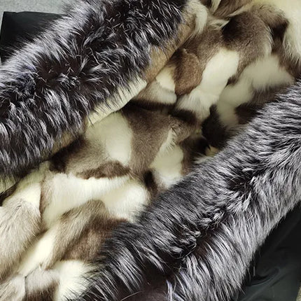 Winter Long Jacket Real Fur Coat Women Clothes Large Silver Fox Fur Collar Detachable Natural Fox Lining Parkas Leather Fur