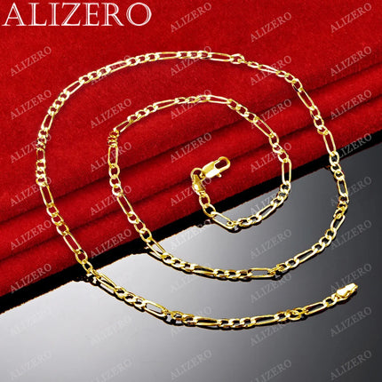 ALIZERO 18K Gold 4MM Figaro Chain Necklace For Women Men Fashion Hip Hop Punk Necklaces Jewelry Wholesale 40-75cm PlatiNum