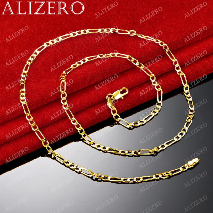 ALIZERO 18K Gold 4MM Figaro Chain Necklace For Women Men Fashion Hip Hop Punk Necklaces Jewelry Wholesale 40-75cm PlatiNum