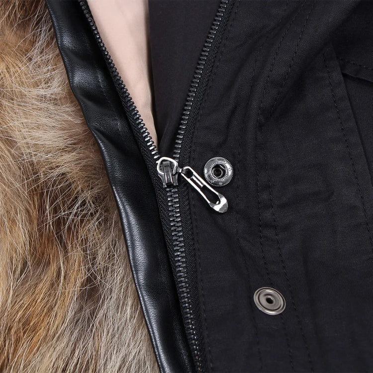 Maomaokong Natural Fur Lining Real Fur Coat Winter Jacket Women Raccoon Fur Collar Warm Thick Parkas Female Clothing
