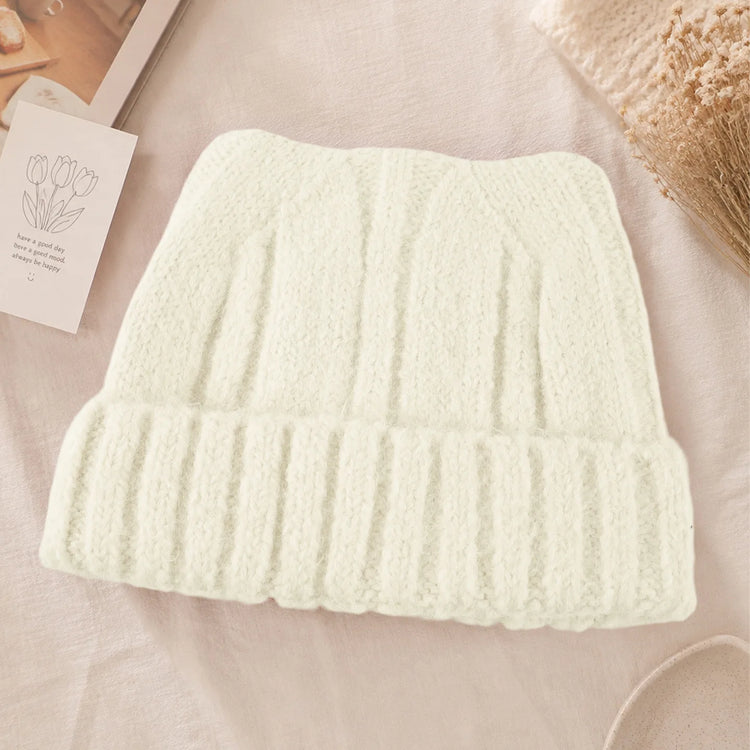 Cute Cat Ear Knitted Beanie Hat for Women Girls, Thickened Windproof Winter Warm Cap, Autumn Winter Daily Wear Accessories