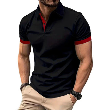 Polo da uomo manica corta Casual Slim Fit Color Blocking t-Shirt stile inglese Streetwear Polo per moda uomo