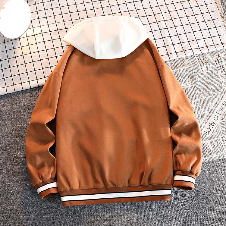 Men's Autumn New Trendy Brand All-match Student Hooded Jacket Plus Size Coats Women High Quality Varsity Baseball Uniform Jacket