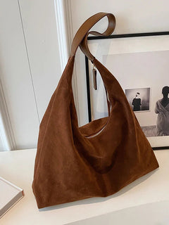 Women Suede Shoulder Bag with Zipper Hobo Bags Large Capacity Handbag Slouchy Bag Commuter Travel Bag Purses and Handbags