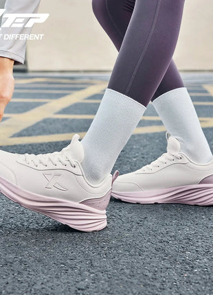 Xtep Running Shoe for Women Support Yu Yi Fw Cushioning Shock WaterProof Stability Durability Breathable Sneakers 875418110055 PlatiNum