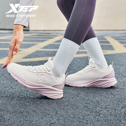 Xtep Running Shoe for Women Support Yu Yi Fw Cushioning Shock WaterProof Stability Durability Breathable Sneakers 875418110055 PlatiNum