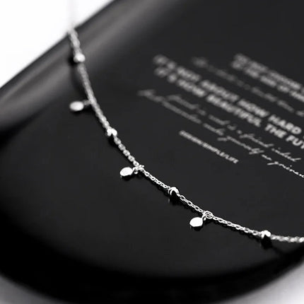 925 Sterling Silver Neck Chain Tassels Round Necklaces Women Jewelry Exquisite Elegant Aesthetic Charms Accessories Argent 925 PlatiNum