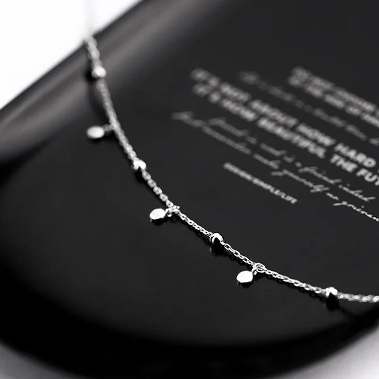 925 Sterling Silver Neck Chain Tassels Round Necklaces Women Jewelry Exquisite Elegant Aesthetic Charms Accessories Argent 925 PlatiNum