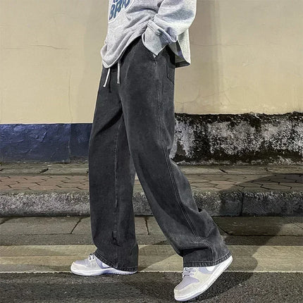2025 nuovi jeans larghi streetwear uomo stile coreano moda pantaloni larghi dritti a gamba larga abbigliamento di marca da uomo nero azzurro