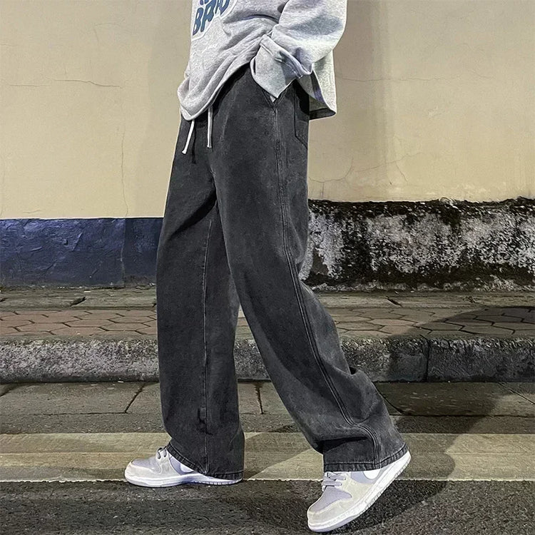 2025 nuovi jeans larghi streetwear uomo stile coreano moda pantaloni larghi dritti a gamba larga abb