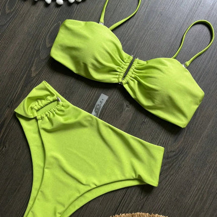 Bikini a Fascia Push-Up Donna 2024, Costume da Bagno Sexy Femminile, Set Bikini Brasiliano con Perizoma, Tinta Unita, Abbigliamento da Spiaggia platinumshop
