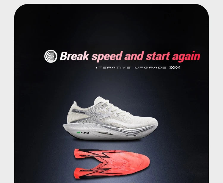 361 Degrees FLAME 3.0 Men Women Running Shoes Carbon Plate Racing Rebound Stable Breathable Wear-resistant Sneakers 672412207 PlatiNum