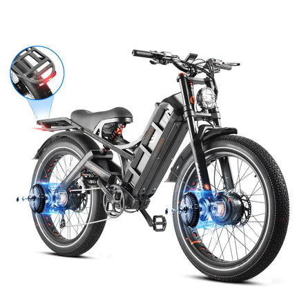 【Romeo pro2 spot】Bicicletta elettrica da città Romeo pro2 3000W con doppio motore, batteria integrata 52V 70Ah, pneumatici grandi, ruote da 26x4.0