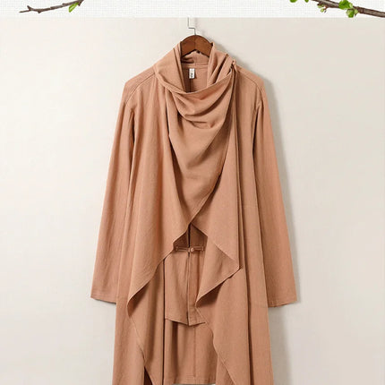 2025 Autunno Uomo Baggy Bello Fresco Trench Stile Cinese Mantello Camicie Moda Casual Lino Irregolare Mens Mantello Lungo Giacche a vento