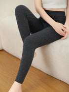 2025 Autumn&Winter Women Knitted Cashmere Wool Pants  Warm Receiving abdomen High elasticity High-quality Basic Slimming legging PlatiNum