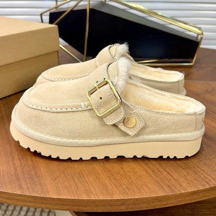 Tasman Winter Warm Wool Women's Tazz Classic Ultra Mini Platform Slippers Two-Way Wear Genuine Leather And Fur Snow Boots