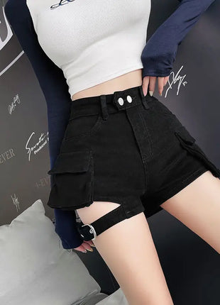 Pantaloncini cargo a vita alta Pantaloncini jeans con tasche chic kaki Abiti estivi per ragazza sexy per donna