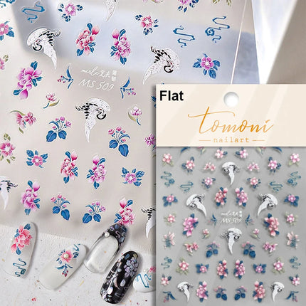 5D Kawaii Lily Nail Art Stickers 1pcs Japanese Pink White Flower With Diamond Self Adhesive Nail Decorations Slider Decals DIY