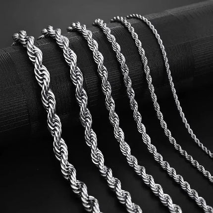 925 Sterling Silver 2/3/4MM 16-24 Inches Rope Chain Necklace For Men Women Fashion Punk Wedding Party Gifts Jewelry Charm PlatiNum