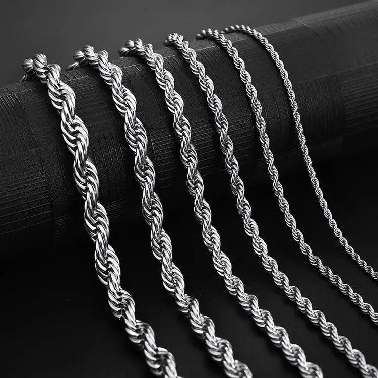 925 Sterling Silver 2/3/4MM 16-24 Inches Rope Chain Necklace For Men Women Fashion Punk Wedding Party Gifts Jewelry Charm PlatiNum