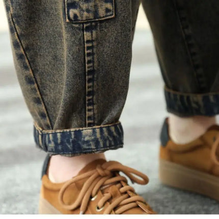 Jeans Ricamati Artistici Retrò da Donna, Nuovi Pantaloni Casual in Denim Elasticizzato a Vita Alta, Collezione Primavera Autunno 2026