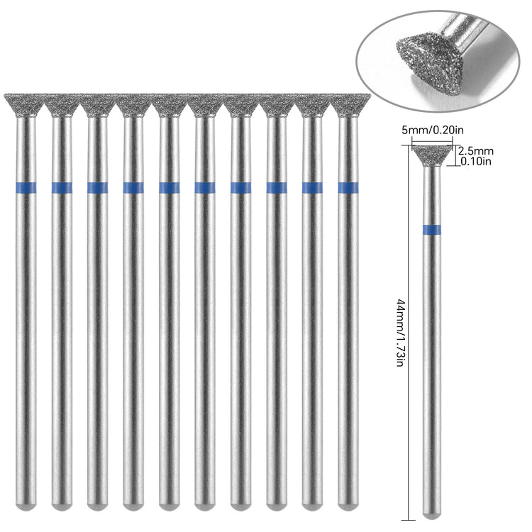 10Pcs Diamond Milling Cutter For Manicure Electric Nail Drill Bits Accessory Pedicure Machine Nail File Gel Remover Tool uñas Accesorios Y Herramientas