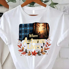 Comoda maglietta con stampa da donna T-shirt con foglie autunnali di ringraziamento T-shirt grafica stagionale autunnale da donna