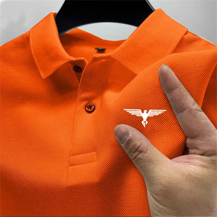 2025 New Men's Short sleeved Polo Shirt High end Fast drying Breathable Casual Fashion Business Sports Men's Clothing Summer PlatiNum