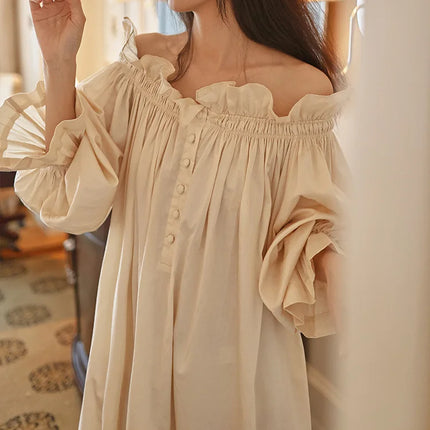 Camicia da notte lunga in cotone stile retrò, pigiama sexy da donna, vestaglia da mattina in stile principessa, loungewear.