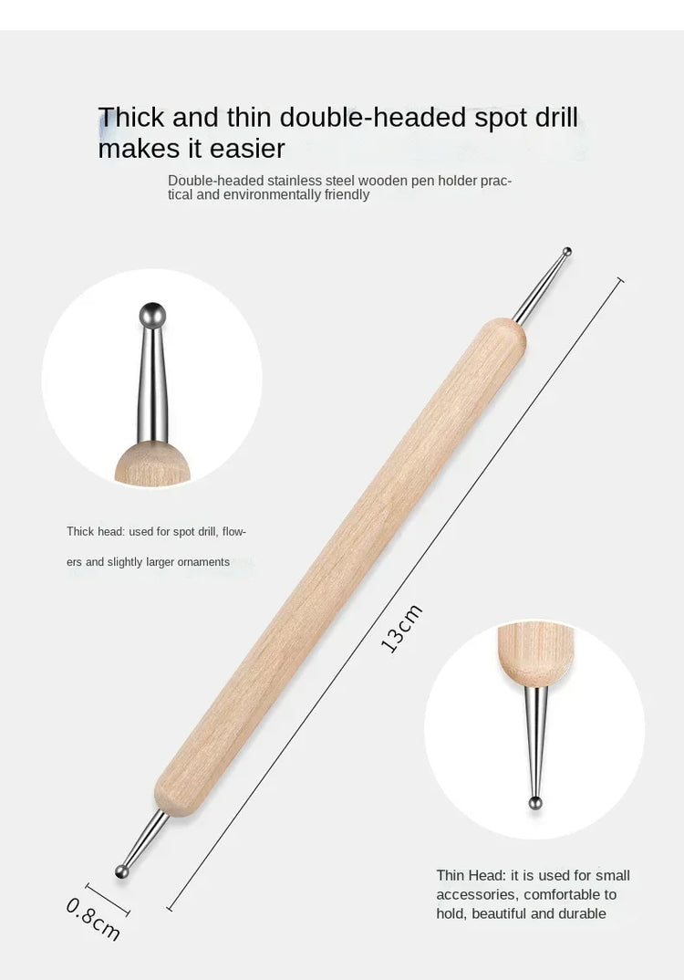 Dual End Wooden Dotting Pen Marble Nail Art Tool Set Manicure Painting Kit 5PCS DIY Nail Design