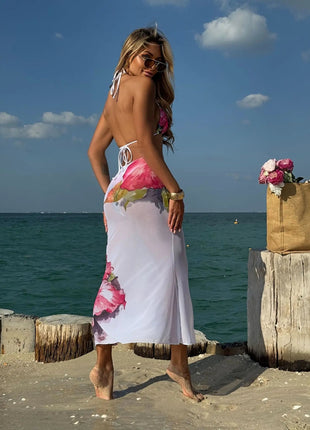 Costume da bagno 3 pezzi con stampa floreale grande con gonna lunga in rete Costume da bagno bikini micro perizoma da donna 2025 Costume da bagno estivo da spiaggia Biquini PlatiNum