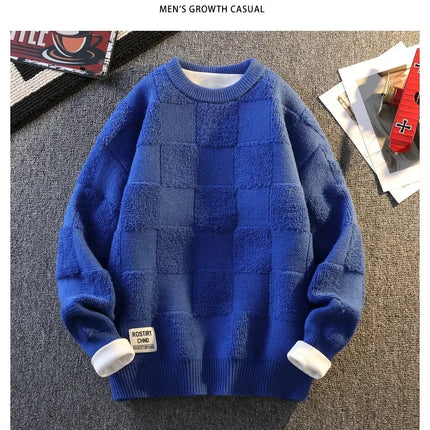 Warm Knit Sweater Autumn Winter Brand Clothing Mens Women Knitting Sweater Loose Fashion Plaid Male Long Sleeve Knitted Pullover