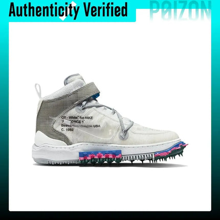 OFF-WHITE X Nike Air Force 1 Skate Shoes Unisex Mid-top White/Gray/Blue/Pink DO6290-100