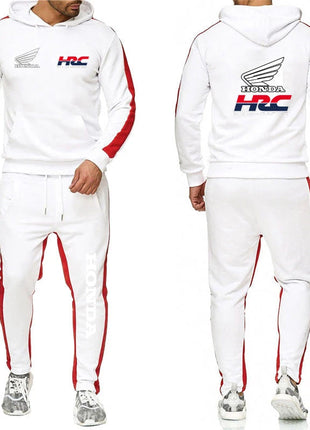 Honda racing Men's Hot Sale Fashion Hoodie Sportswear+Sweatpants Comfortable Casual Jogging Solid- color Two Piece Suit PlatiNum